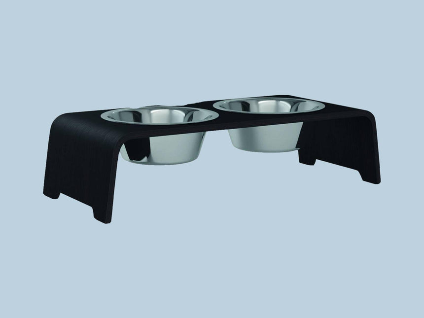 dogBar Hundenapfständer dogBar® M-small - Holz Eiche dunkel mit Edelstahl