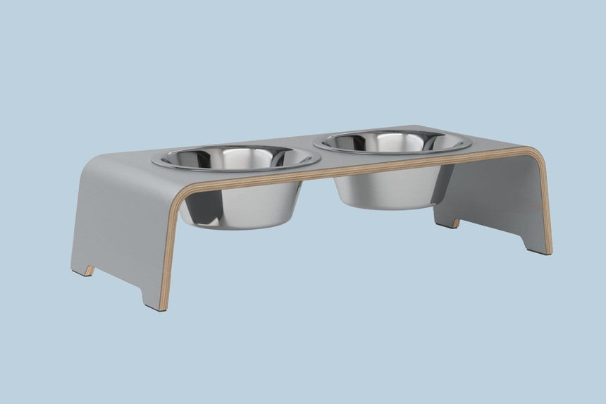 dogBar Hundenapfständer dogBar® M-small - HPL grau mit Edelstahl