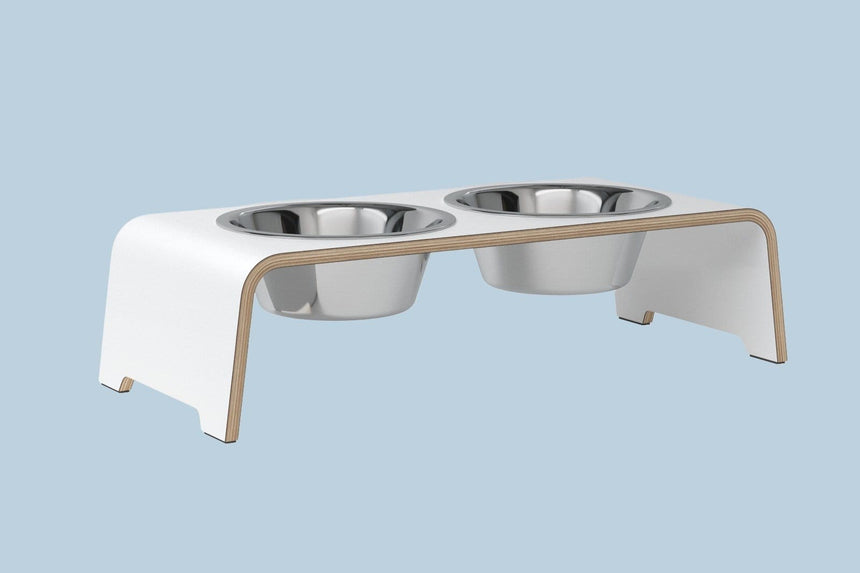 dogBar Hundenapfständer dogBar® M-small - HPL weiß mit Edelstahl