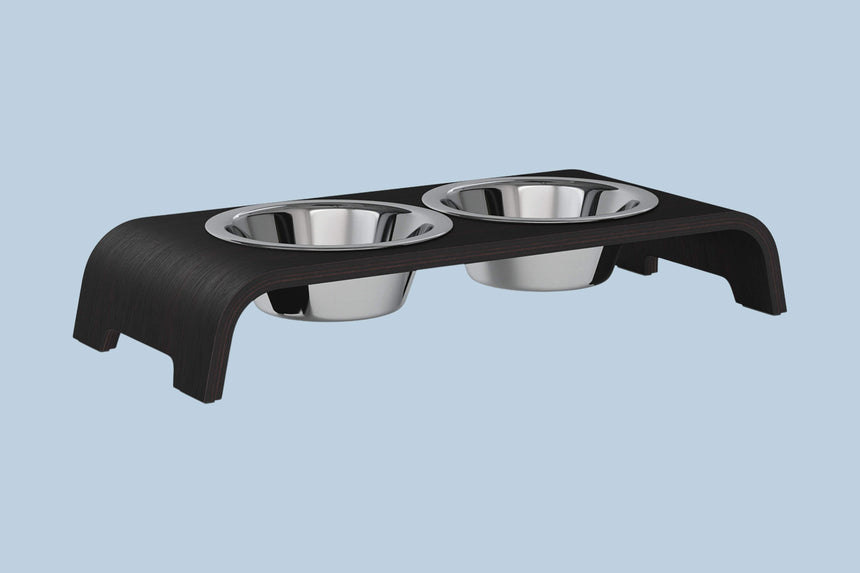 dogBar Hundenapfständer dogBar® S - Eiche dunkel mit Edelstahl