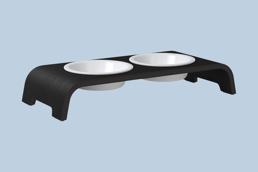 dogBar Hundenapfständer dogBar® S - Eiche dunkel mit Porzellan