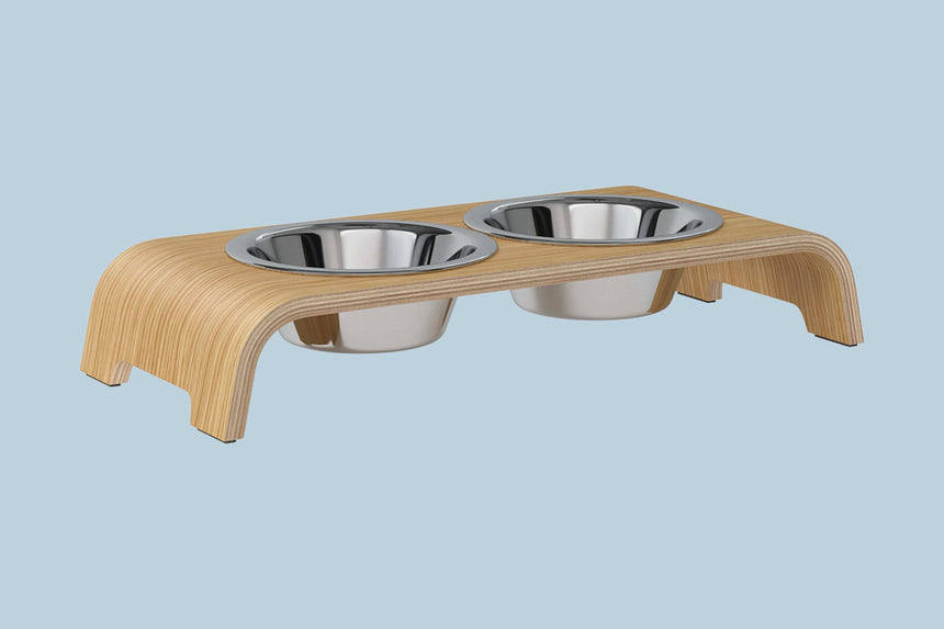 dogBar Hundenapfständer dogBar® S - Eiche hell mit Edelstahl