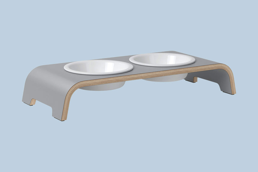 dogBar Hundenapfständer dogBar® S - HPL grau mit Porzellan