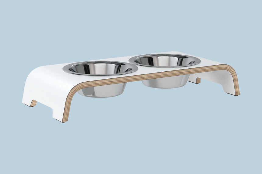 dogBar Hundenapfständer dogBar® S - HPL weiß mit Edelstahl