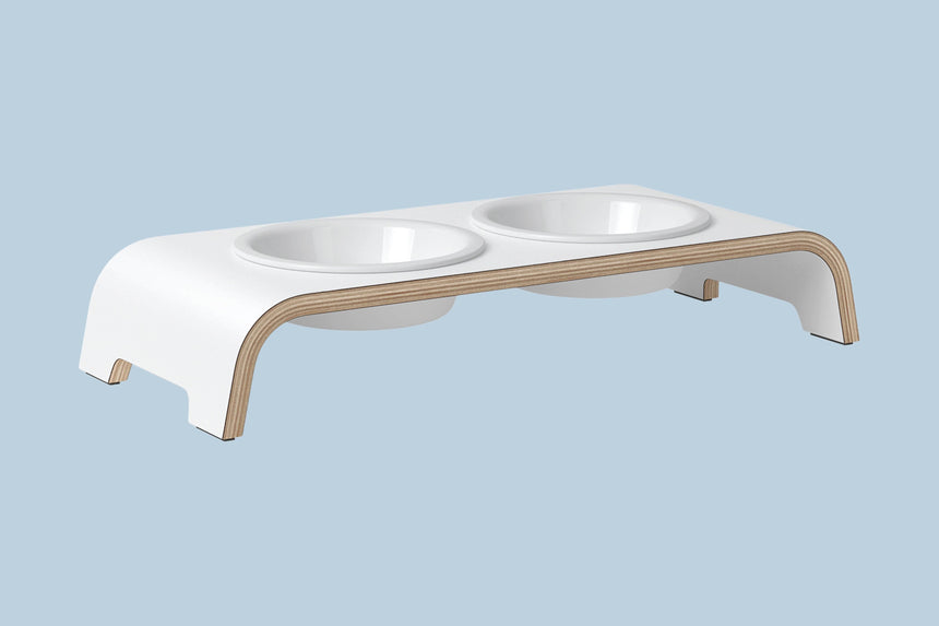 dogBar Hundenapfständer dogBar® S - HPL weiß mit Porzellan