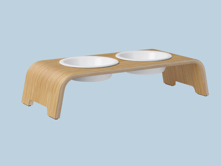 dogBar Hundenapfständer dogBar® S-large - Eiche hell mit Porzellan