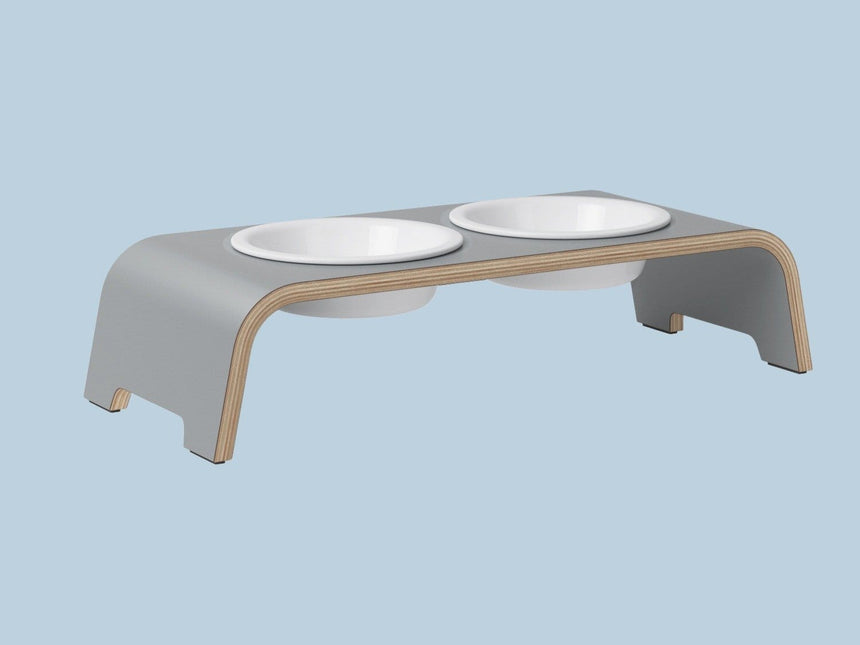 dogBar Hundenapfständer dogBar® S-large - HPL grau mit Porzellan