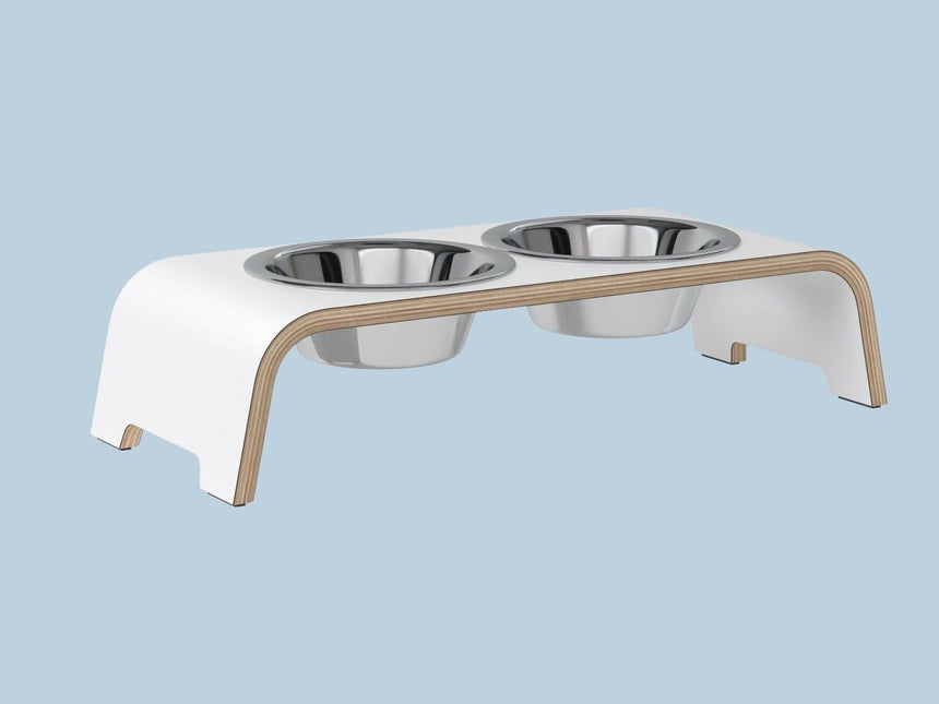 dogBar Hundenapfständer dogBar® S-large - HPL weiß mit Edelstahl