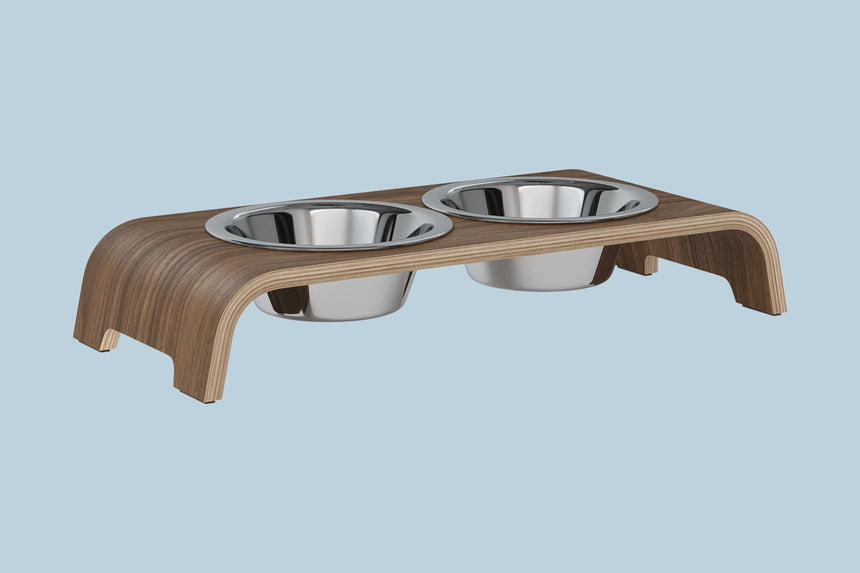 dogBar Hundenapfständer dogBar® S - Nussbaum mit Edelstahl