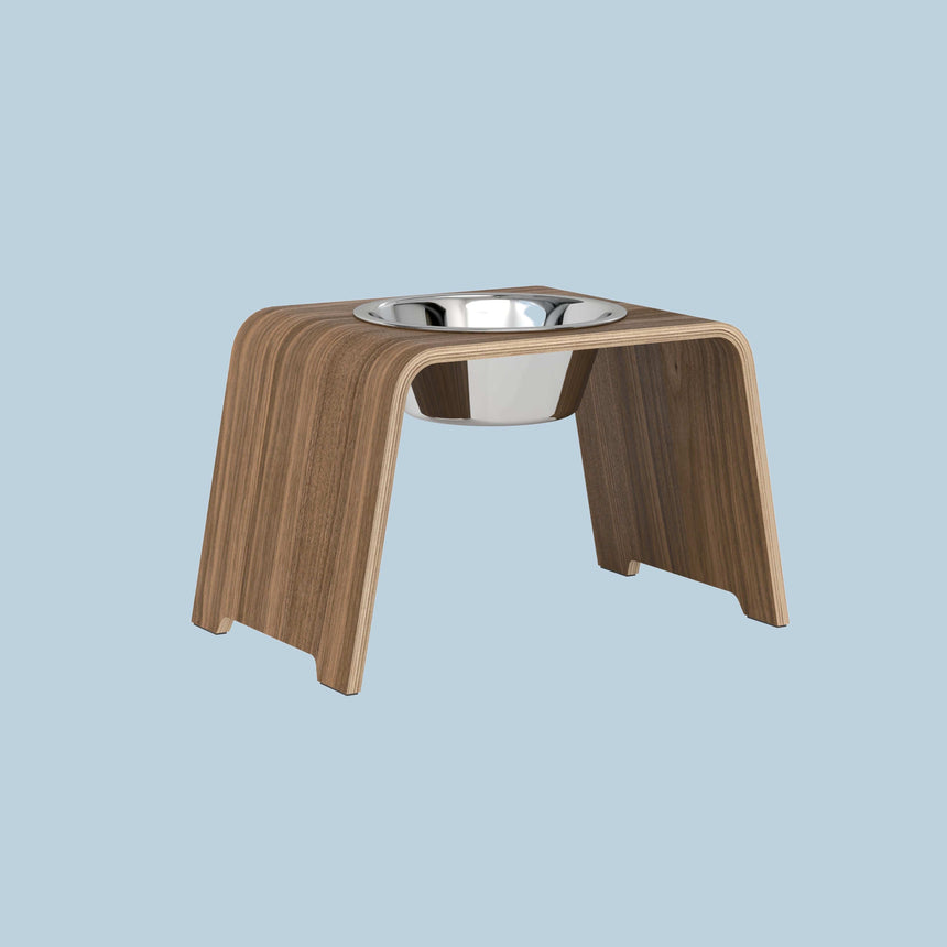 dogBar Hundenapfständer dogBar® Single M-large Nussbaum mit Edelstahl