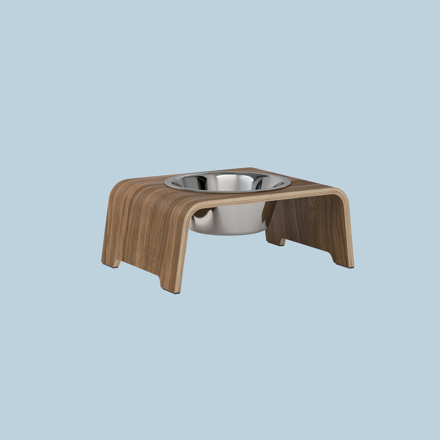 dogBar Hundenapfständer dogBar® Single M-small Nussbaum mit Edelstahl