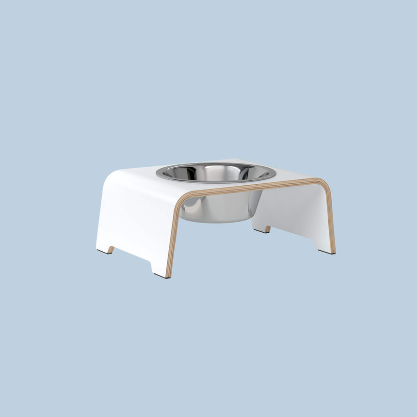 dogBar Hundenapfständer dogBar® Single M-small weiß mit Edelstahl