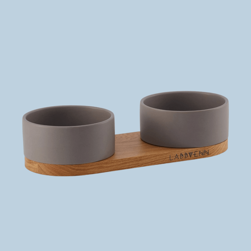 LABBVENN Hundenapf-Set S | 36.5 x 15 x 8 cm / Kakao LABBVENN Keramiknapf-Duo VUKU