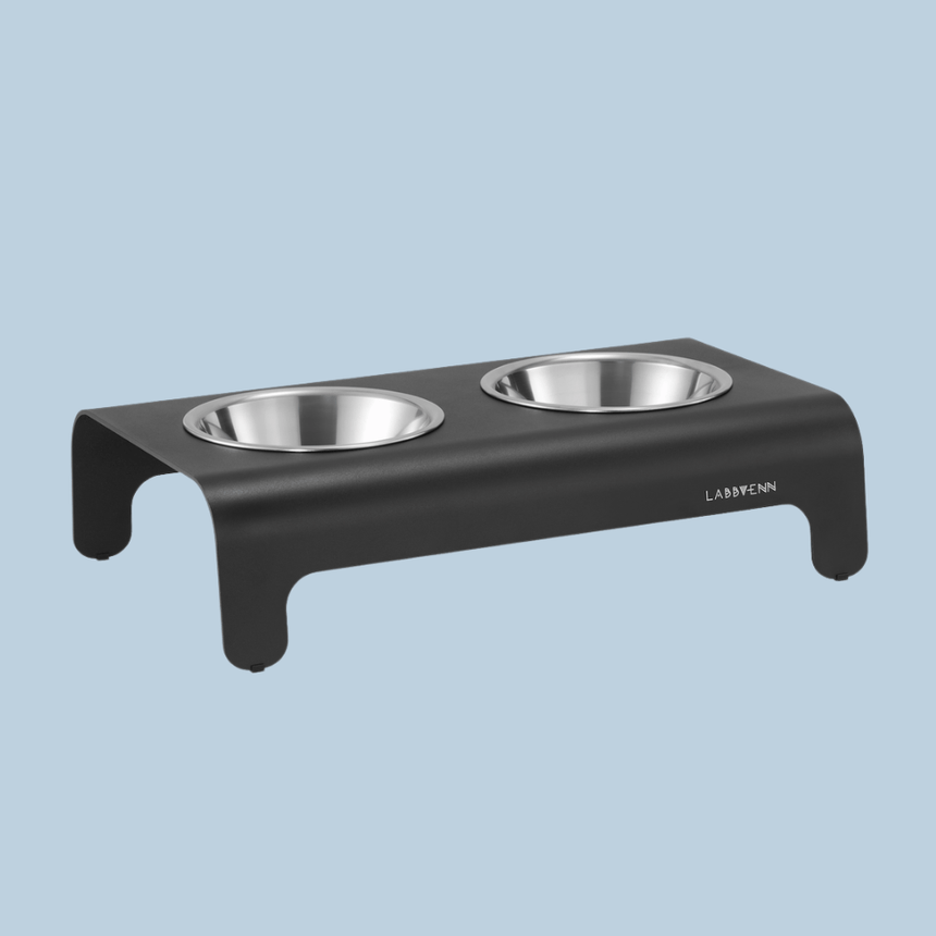 LABBVENN Hundenapfständer S | 41 x 29 x 10 cm / Schwarz LABBVENN Hundebar RICO
