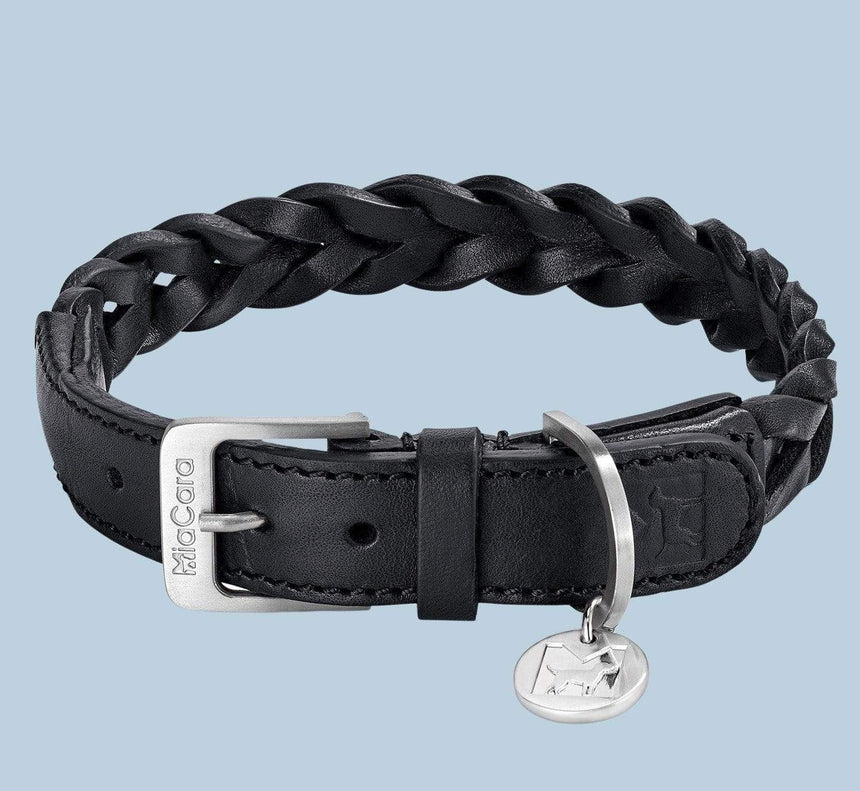 MiaCara Hundehalsband S / Leder: Schwarz MiaCara Bergamo Halsband