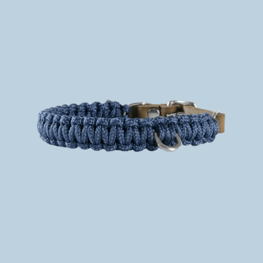 Molly & Stitch Hundehalsband Tau XS | 24cm-28cm | 1,2cm Breite / Silber MOLLY&STITCH "TOUCH OF LEATHER" HUNDEHALSBAND NAVY
