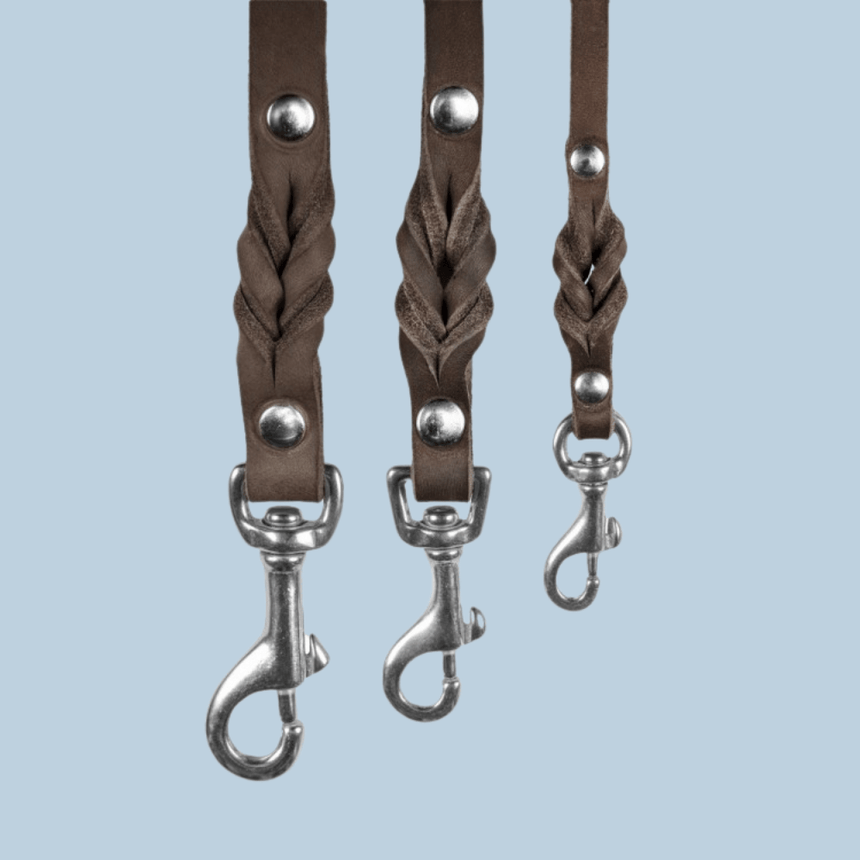 Molly & Stitch Hundelederleine MOLLY&STITCH “BUTTER“ Lederleine 3X VERSTELLBAR - KLASSISCHES BRAUN