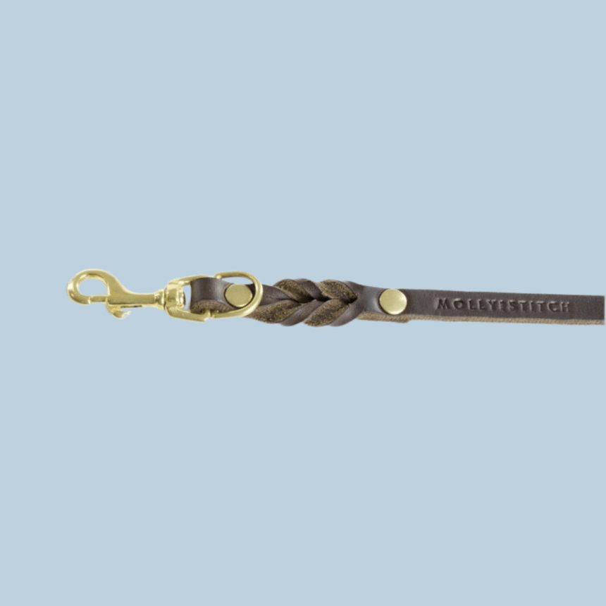 Molly & Stitch Hundelederleine MOLLY&STITCH “BUTTER“ Lederleine 3X VERSTELLBAR - KLASSISCHES BRAUN