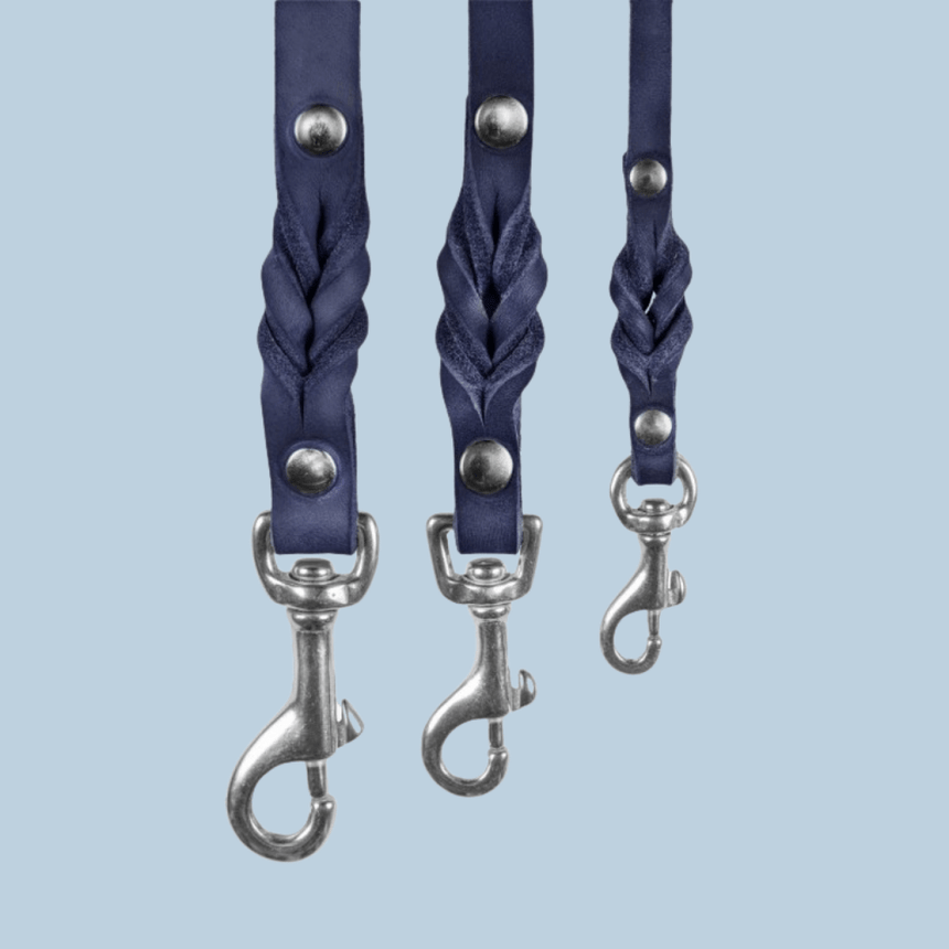 Molly & Stitch Hundelederleine MOLLY&STITCH “BUTTER“ Lederleine 3X VERSTELLBAR - NAVY BLAU