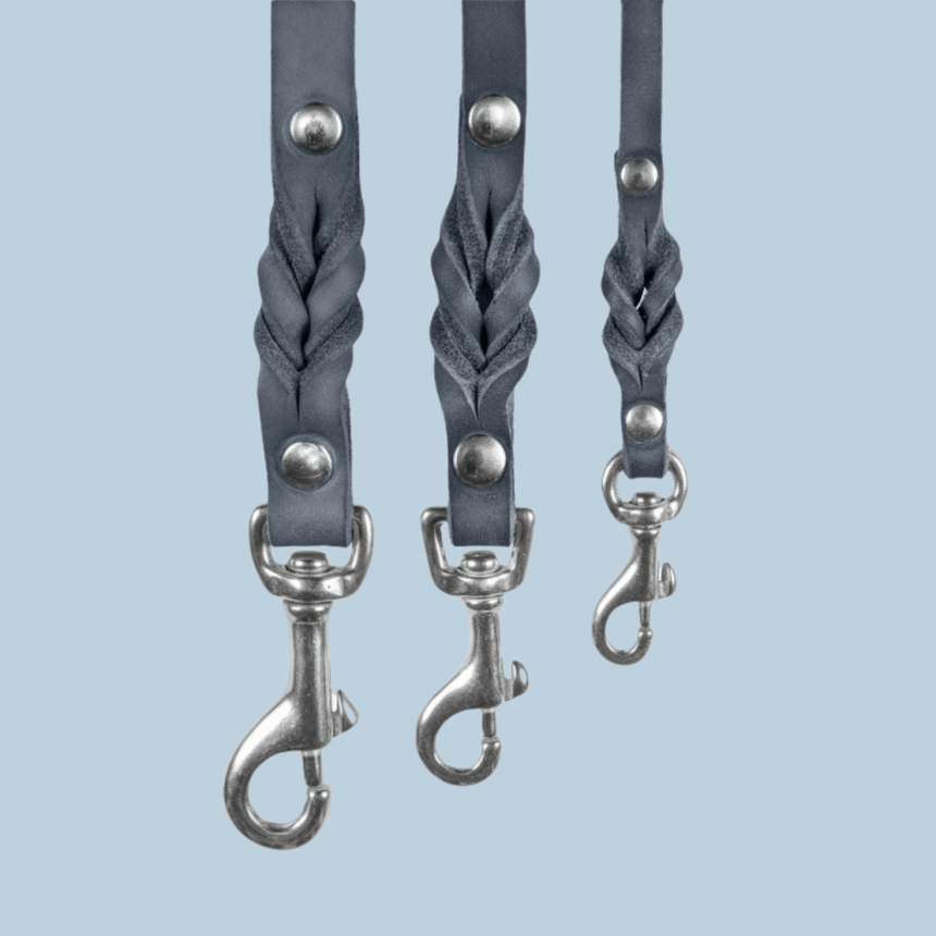 Molly & Stitch Hundelederleine MOLLY&STITCH "BUTTER" Lederleine 3X VERSTELLBAR - ZEITLOSES GRAU