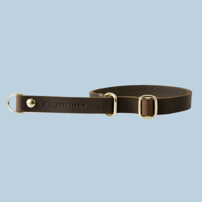 Molly & Stitch Retrieverhalsband Leder 50 cm Max. | Breite: 2,oo cm / Gold MOLLY&STITCH "BUTTER" RETRIEVER LEDERHALSBAND - KLASSISCHES BRAUN