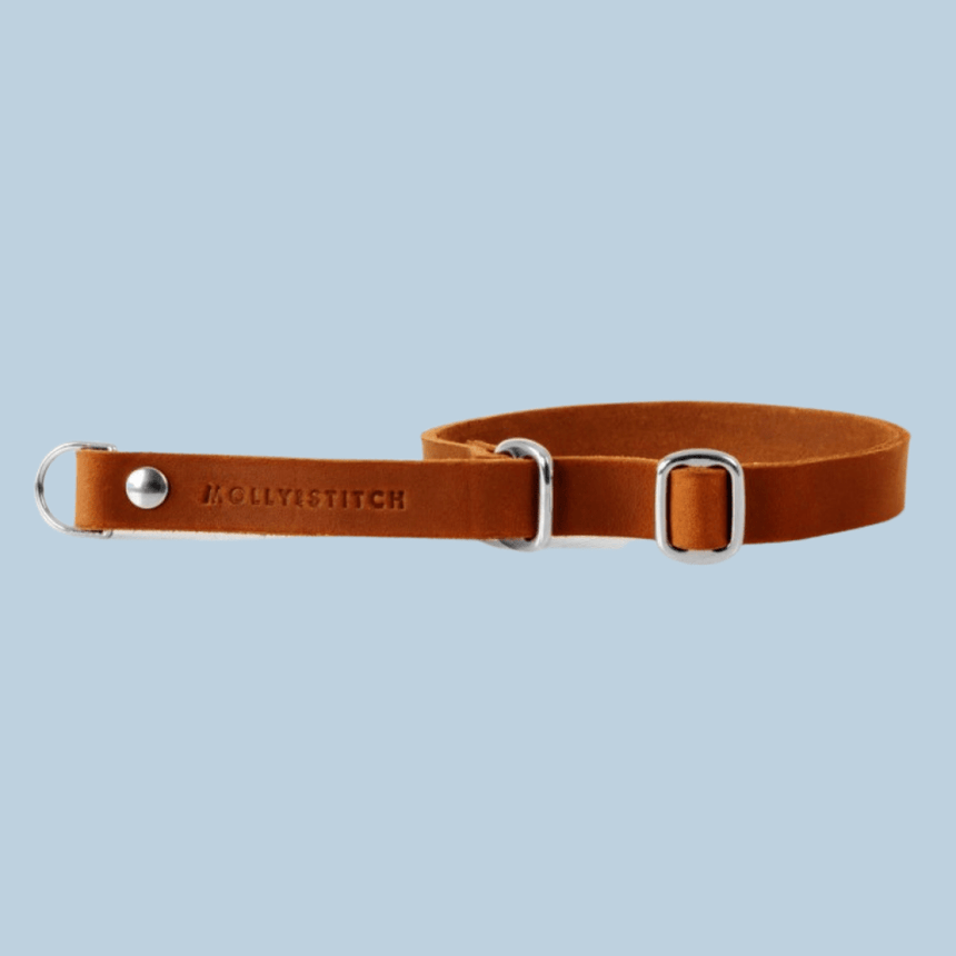 Molly & Stitch Retrieverhalsband Leder 50 cm Max. | Breite: 2,oo cm / Silber MOLLY&STITCH "BUTTER" RETRIEVER LEDERHALSBAND - SAHARA COGNAC