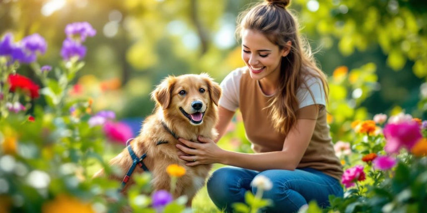 Hundeausführer mit Hund im Park