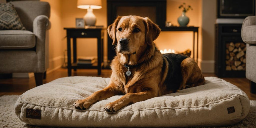 Älterer Hund auf orthopädischem Bett