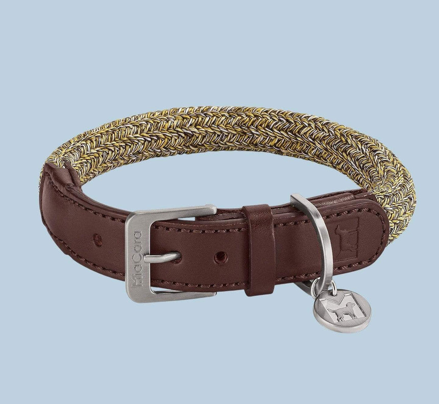 MiaCara Hundehalsband S / Seil: Senape | Leder: Braun MiaCara Lucca Halsband
